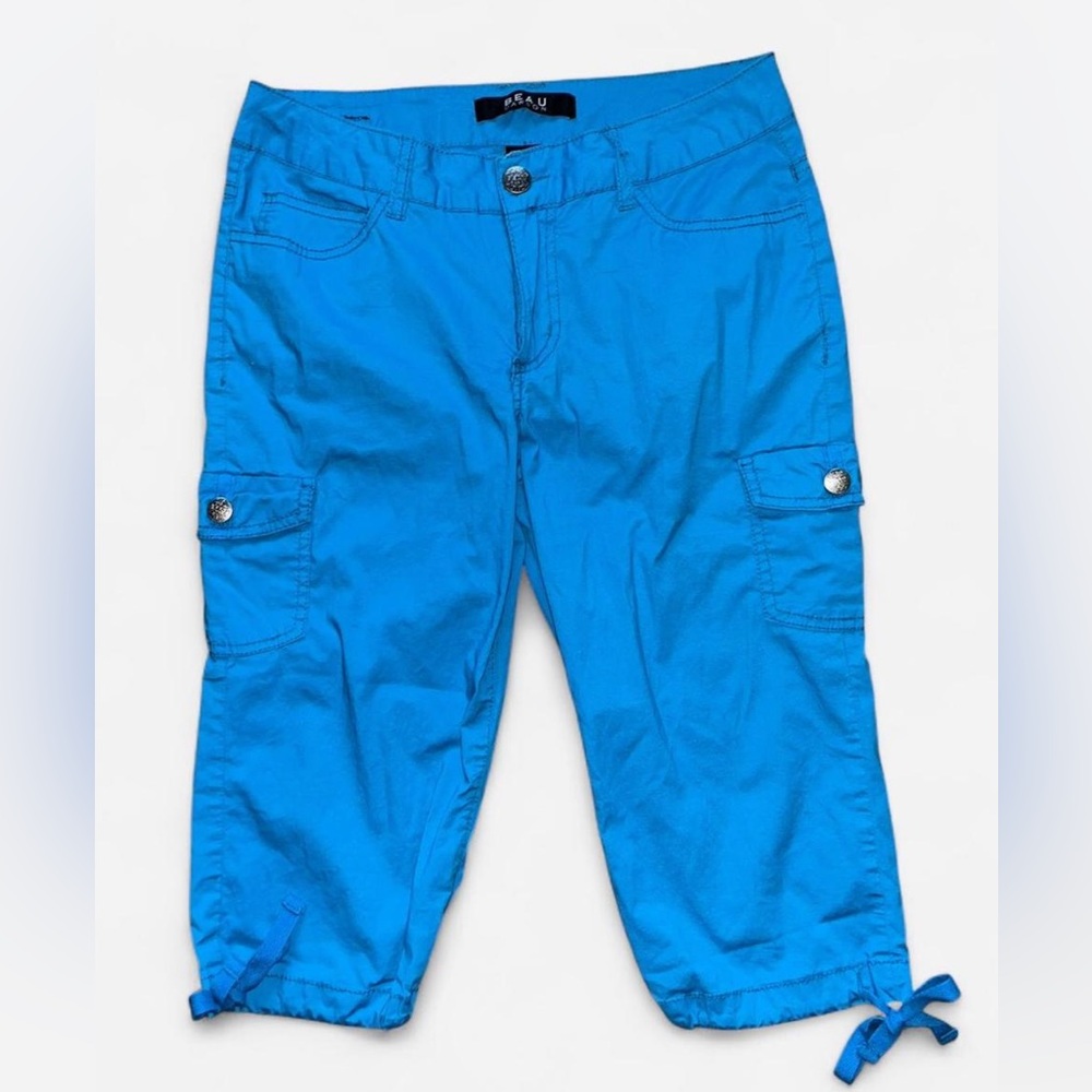 Beau Dawson Y2K Blue Crapri Cargo Cropped Pants size 6